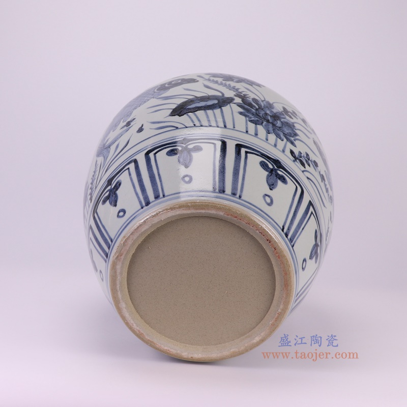 RZSX80-A青花鱼藻纹枣子罐底部图
