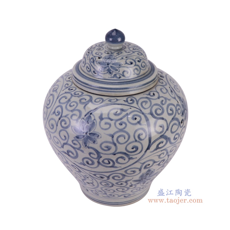 RZSX81-B青花缠枝莲花将军罐包盖罐俯视图