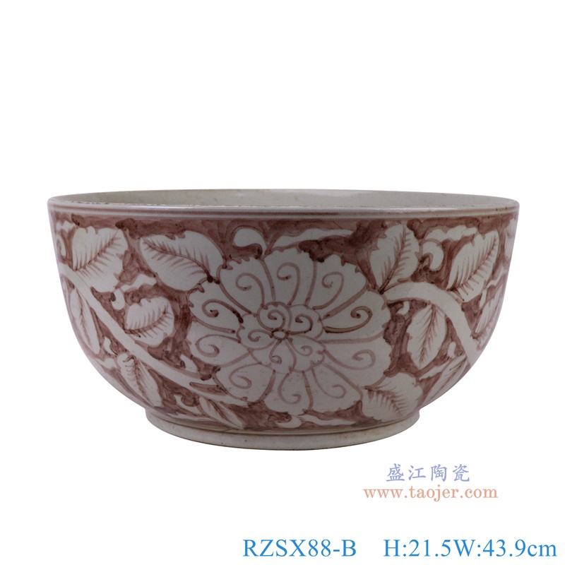 RZSX88-B釉里红花叶牡丹纹大碗正面图