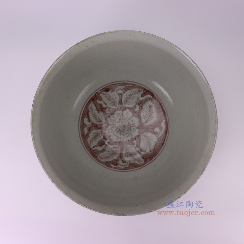 RZSX88-B釉里红花叶牡丹纹大碗顶部图