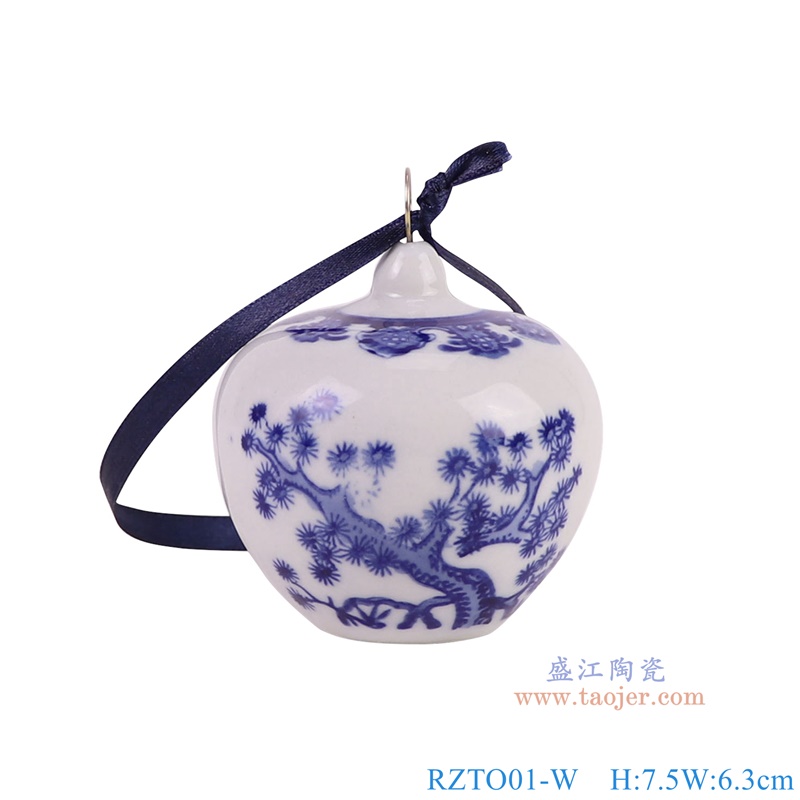 RZTO01-W青花松树纹苹果罐圣诞吊坠