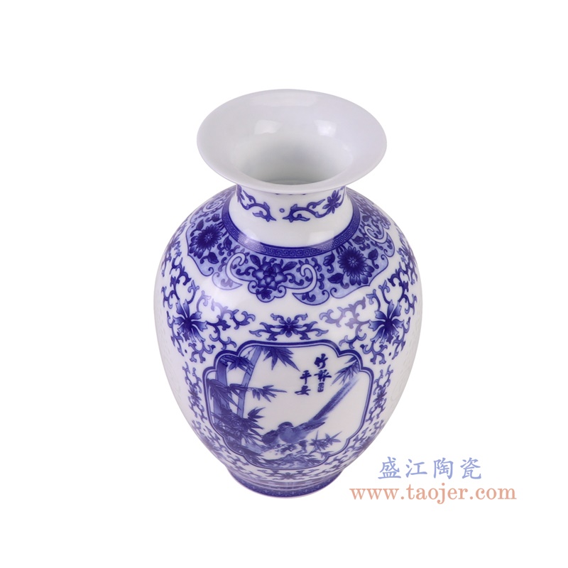 RXBG02-A青花玲珑开窗竹报平安冬瓜瓶小号俯视图
