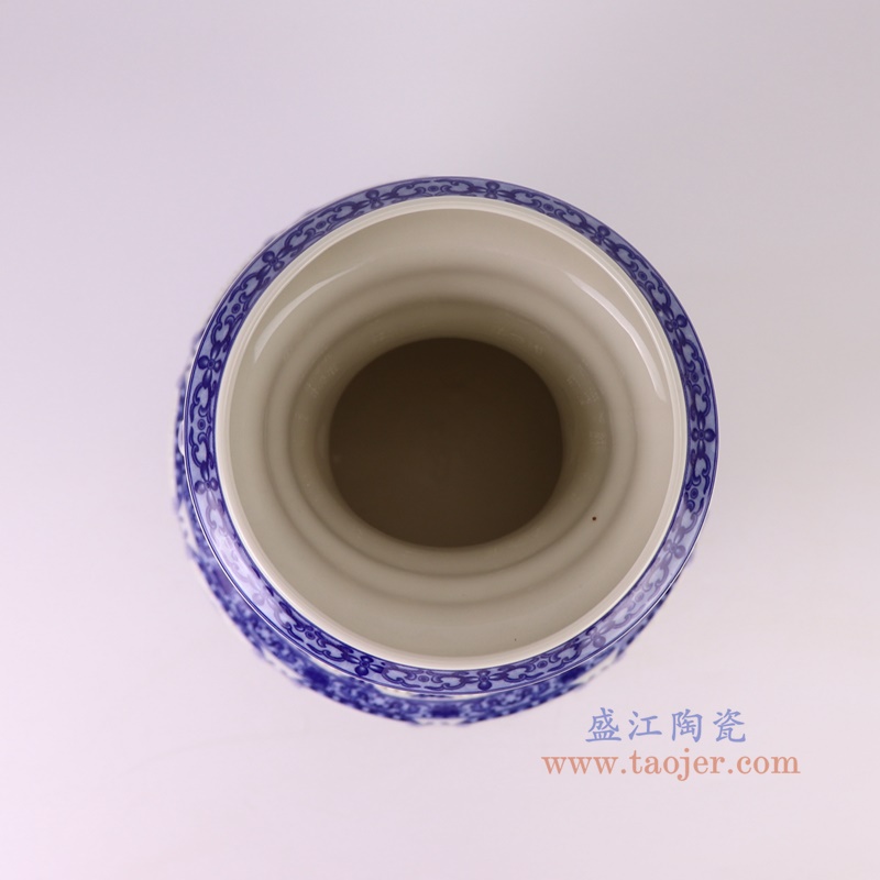 RXBG12-A150件单层青花缠枝莲镂空福字灯笼瓶顶部图