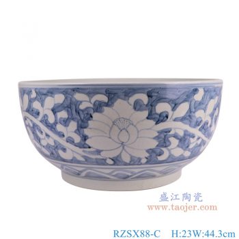 RZSX88-C 青花缠枝莲大碗 高23直径44.3底径28.5重量8.3KG