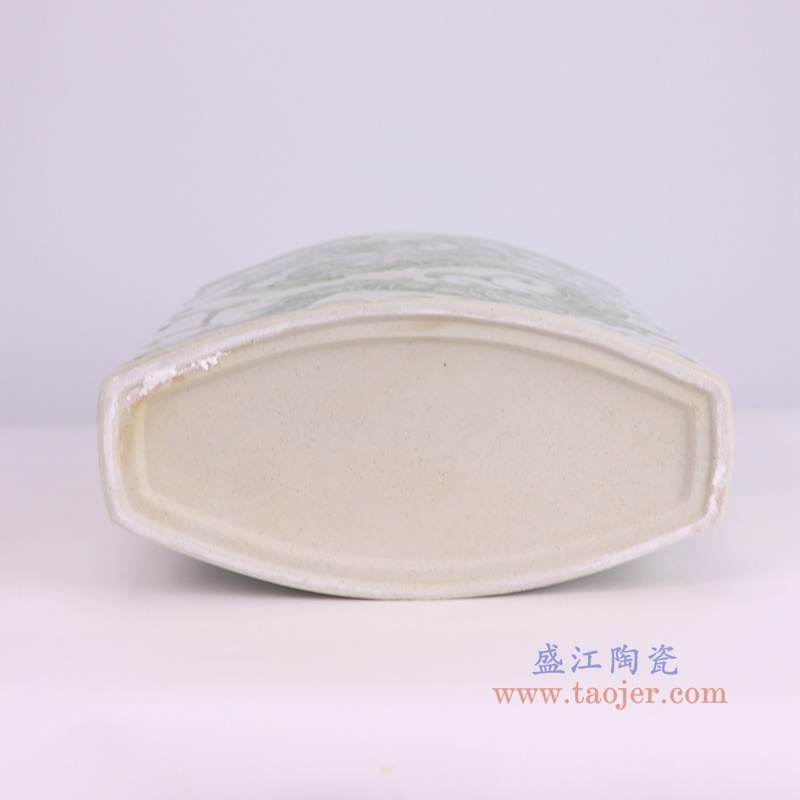 RYNQ281绿色龙纹扁肚瓶底部图