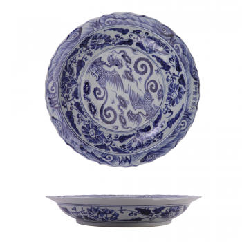 RYVH18-B  青花凤凰纹花边大盘 高7直径39底径24重量2.8KG