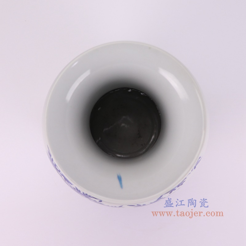 RYVX08-ARYVX08-A青花花鸟冬瓜瓶顶部图