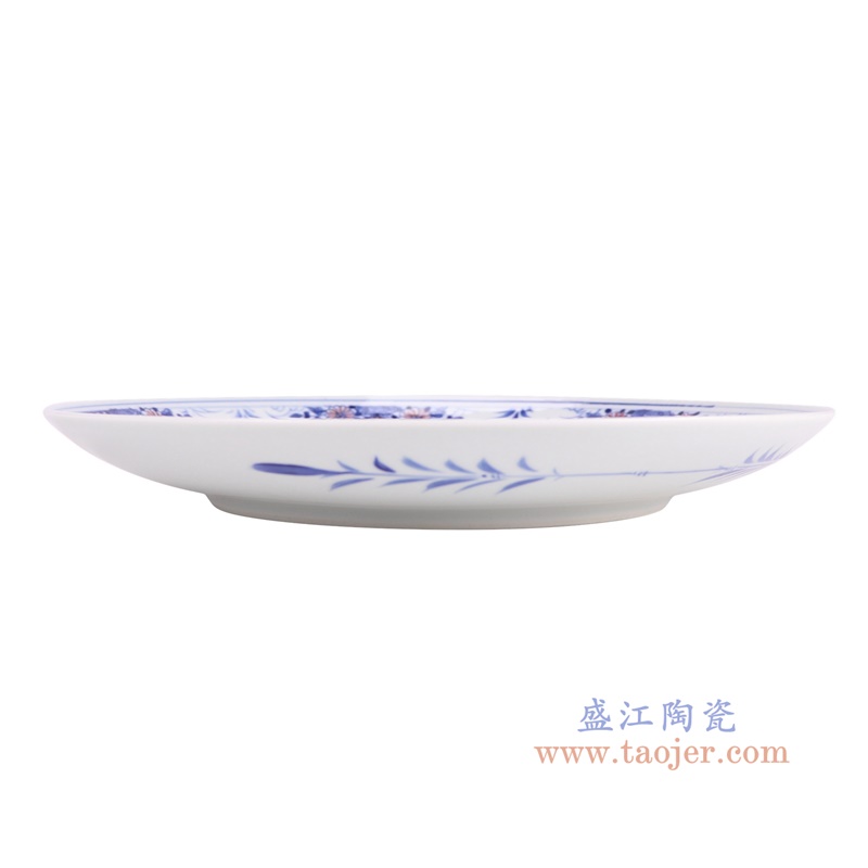 RZNX04-F青花釉里红锦鸡花鸟纹大圆盘正面图