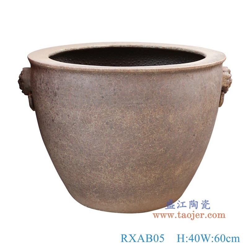 RXAB05窑变颜色釉铁灰色狮子头耳大缸