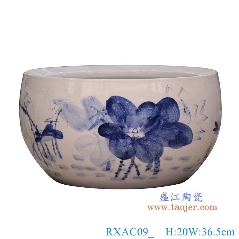 RXAC09青花写意荷花小缸