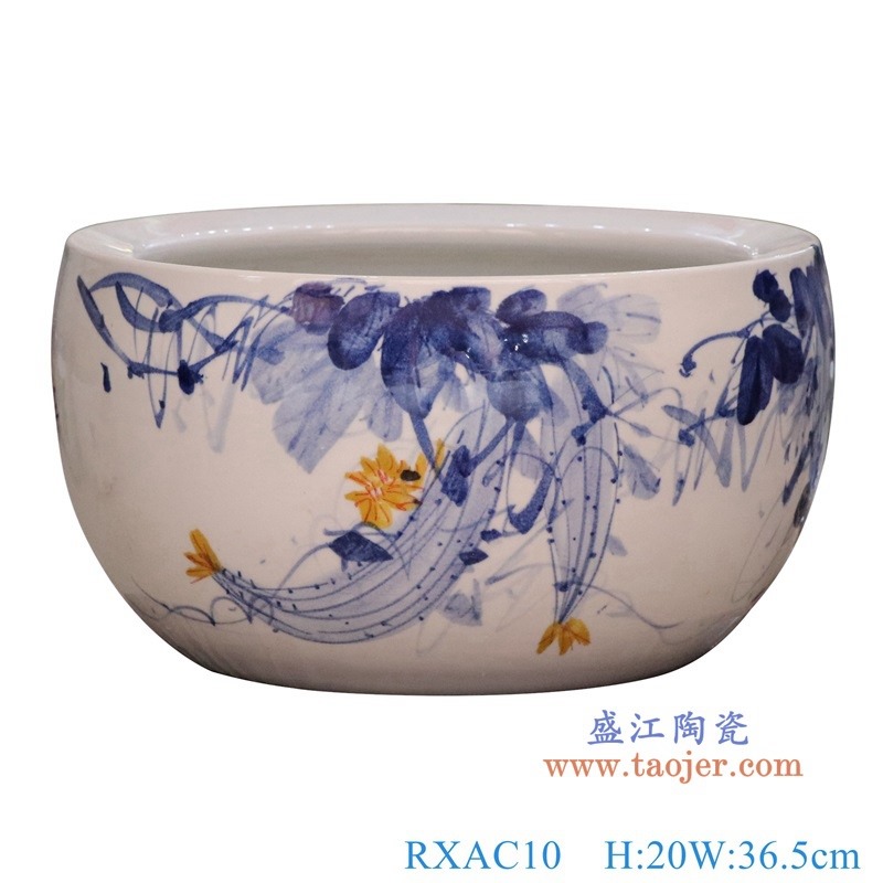 RXAC10青花写意丝瓜小缸