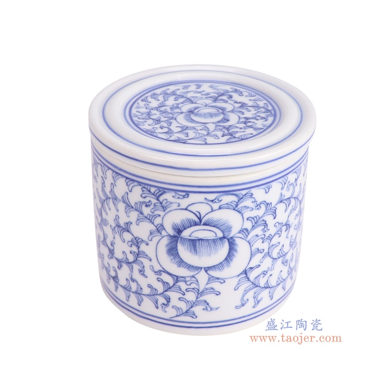 RYLU206-A青花串花纹平盖罐俯视图