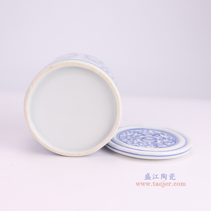 RYLU206-A青花串花纹平盖罐底部图