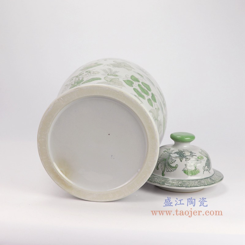 RXAE-FL22-313G绿色鱼藻纹将军罐底部图