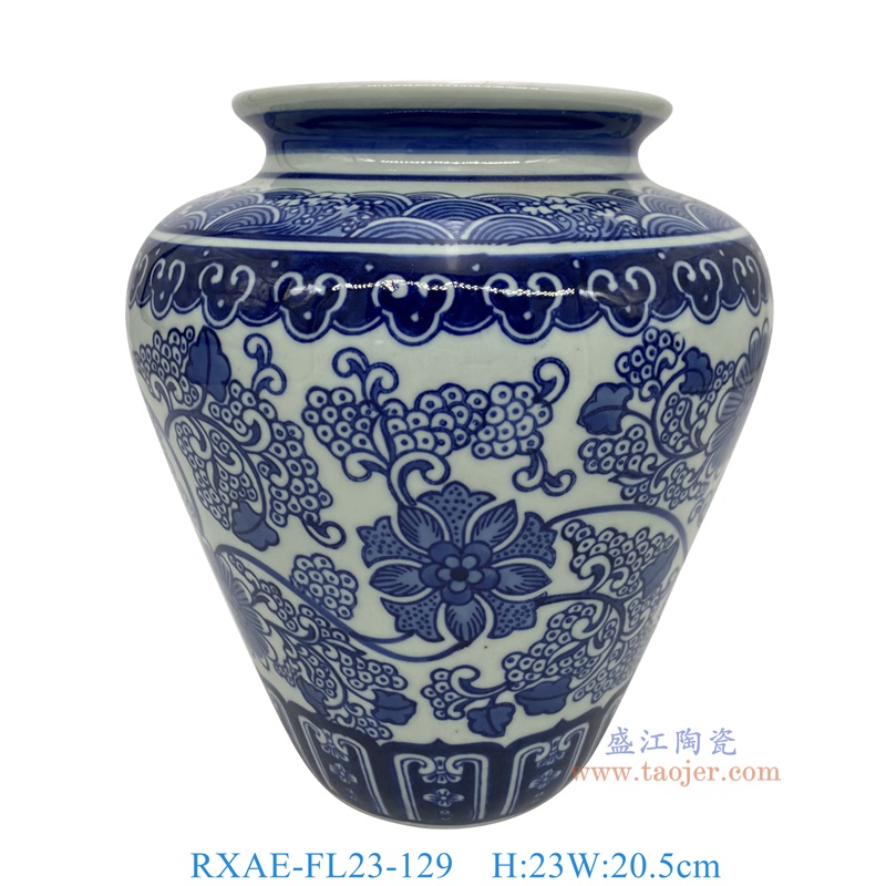 RXAE-FL23-129 青花花果葡萄纹大肚花瓶 高23直径20.5