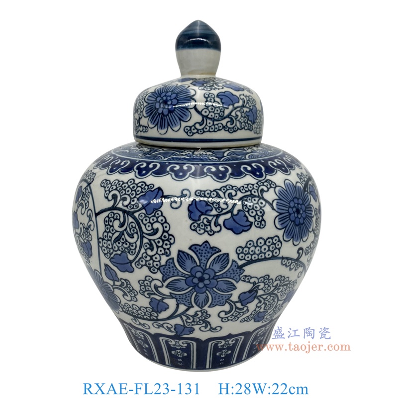 RXAE-FL23-131 青花花果葡萄纹将军罐将军坛 高28直径22