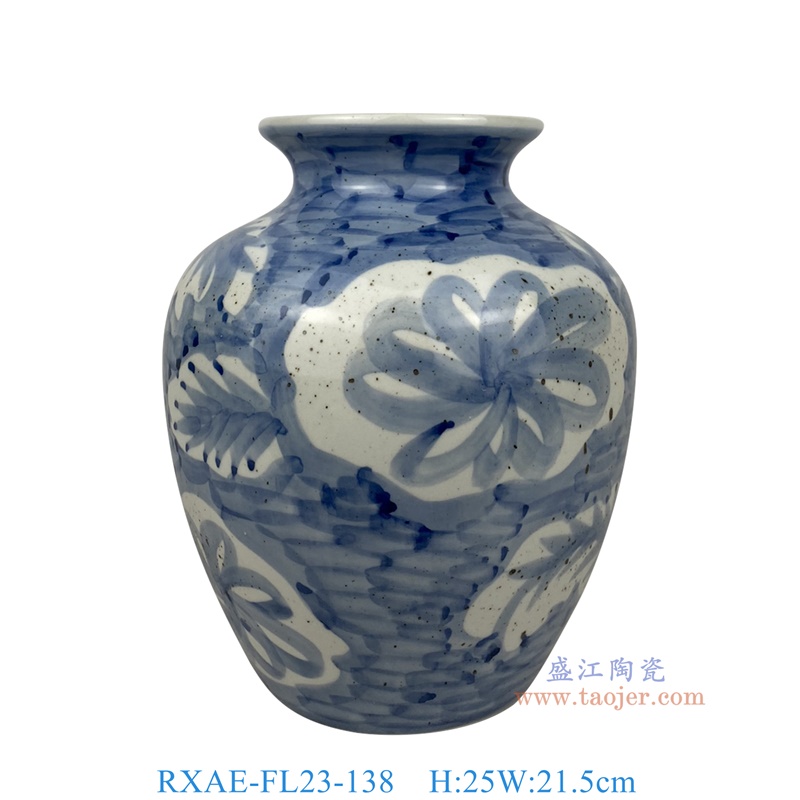 RXAE-FL23-138 蓝底青花开窗花叶纹冬瓜瓶 高25直径21.5 