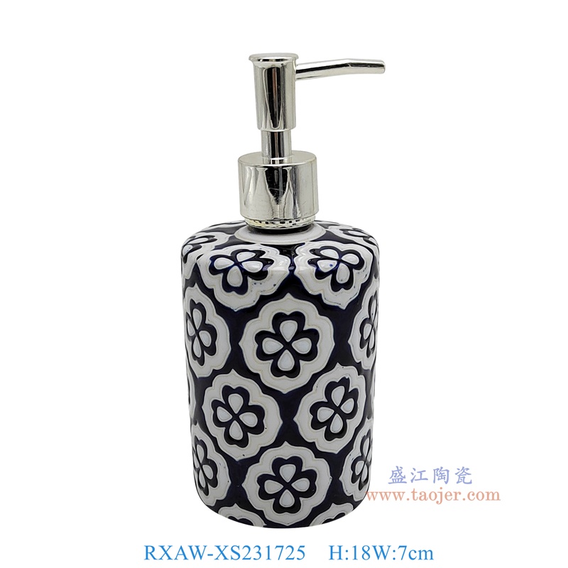 RXAW-XS231725 蓝底白花卉洗漱罐子 高18直径7