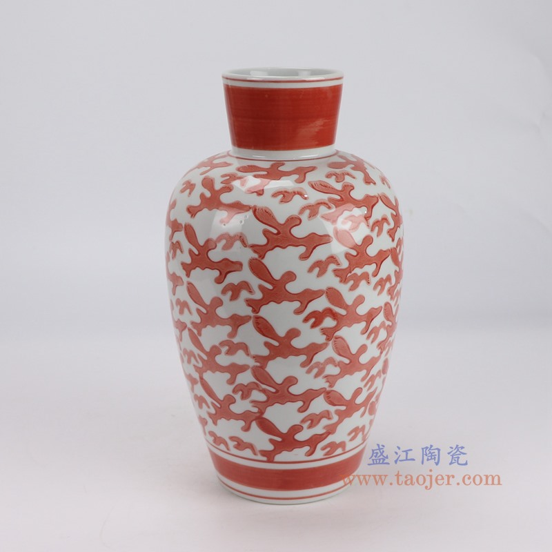RXAY23LH086釉里红鱼纹花瓶罐子侧面图