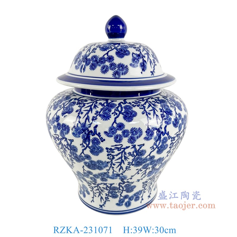 RZKA-231071 青花松竹梅纹将军罐 高39直径30
