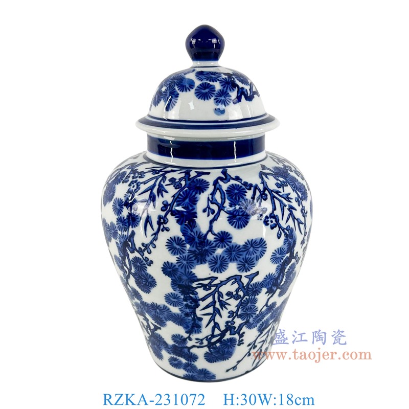 RZKA-231072 12英寸青花松竹梅纹将军罐 高30直径18 
