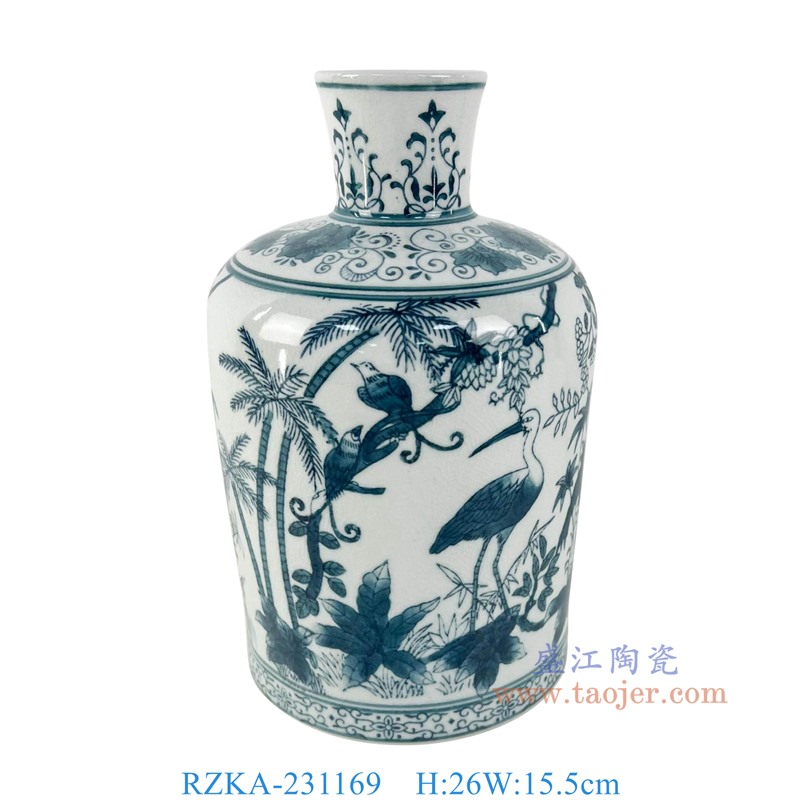 RZKA-231169 10英寸青花花鸟花瓶 高26直径15.5
