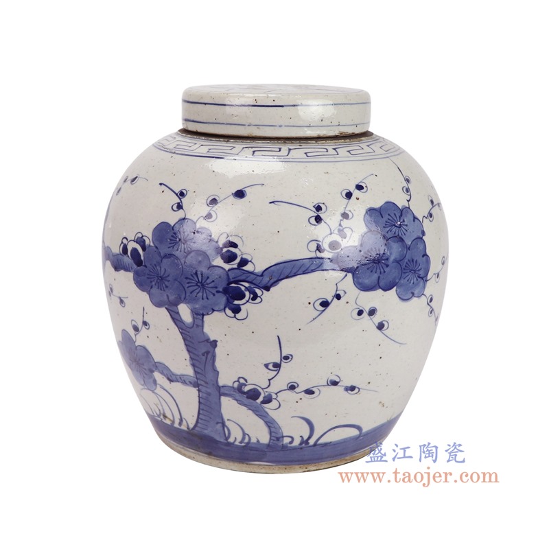 RZKT19-C青花松竹梅坛罐子侧面图