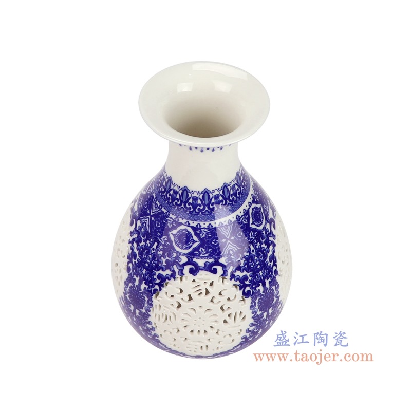 RZSG05-A青花缠枝莲镂空玉壶春瓶俯视图