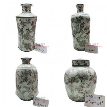 RXAE-C23095酱色鹦鹉花鸟花瓶 RXAE-C23096酱色鹦鹉花鸟花瓶 RXAE-C23097酱色鹦鹉花鸟花瓶 RXAE-C23098酱色鹦鹉花鸟平顶罐圆罐