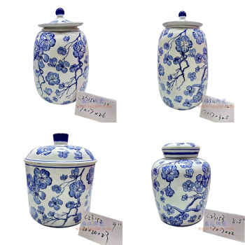 RXAE-C23150青花梅花冬瓜罐 RXAE-C23151青花梅花冬瓜罐 RXAE-C23152青花梅花盖罐 RXAE-C23153青花梅花圆罐