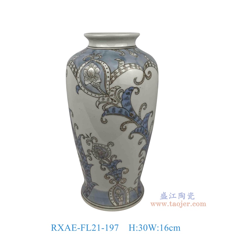 RXAE-FL21-197 灰底流花叶纹梅瓶 高30直径16