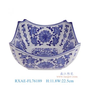 RXAE-FL76189 青花缠枝莲八角果盘 高11.8直径22.5底径14.5重量1.3KG
