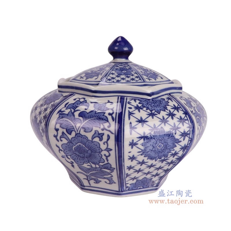 RXAE-YYH19-031B青花花卉八角罐子侧面图