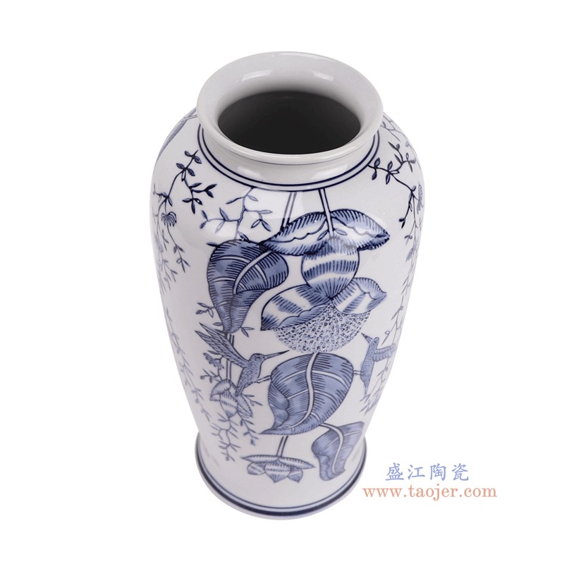 RXAY05青花花鸟冬瓜瓶俯视图
