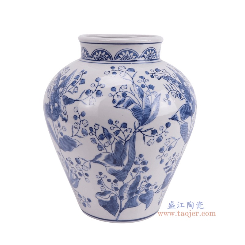 RXAY06青花花叶纹大肚花瓶侧面图