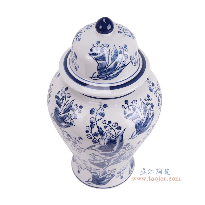 RXAY08青花花叶纹将军罐俯视图
