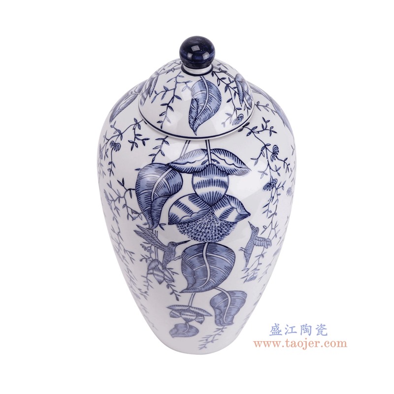 RXAY11青花花鸟冬瓜瓶俯视图
