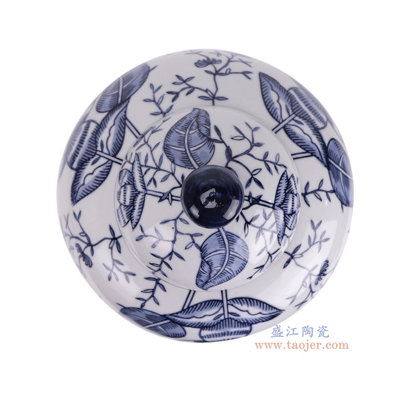 RXAY11青花花鸟冬瓜瓶顶部图