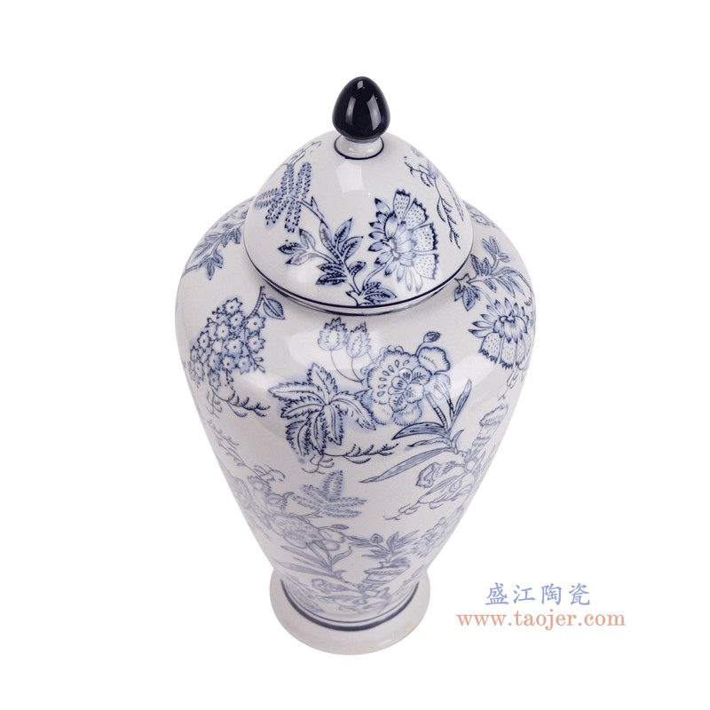 RXAY16青花花鸟冬瓜瓶俯视图
