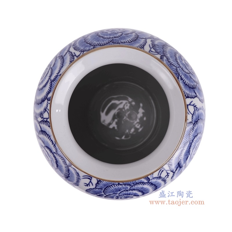 RXAY20青花牡丹纹冬瓜瓶顶部图