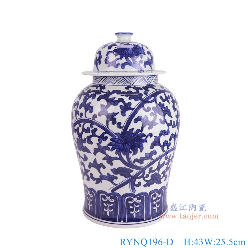RYNQ196-D青花缠枝莲将军罐正面图