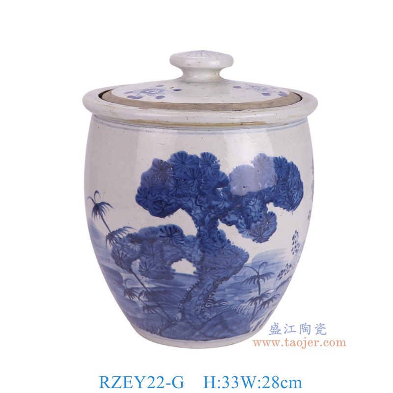 RZEY22-G 青花松竹梅饭缸盖罐 高33直径28底径15重量4.85KG