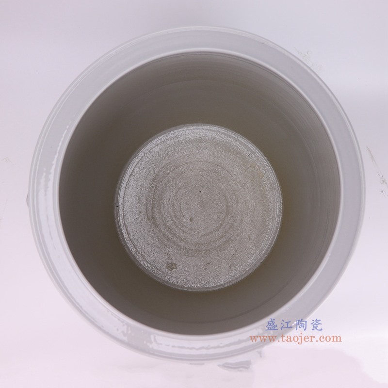 RZFH02-H白色狮头衔环直口大缸顶部图