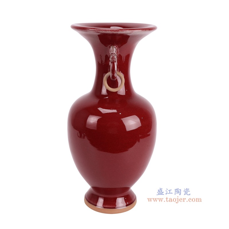 RZFW32-C-L钧瓷红色双耳瓶大号侧面图