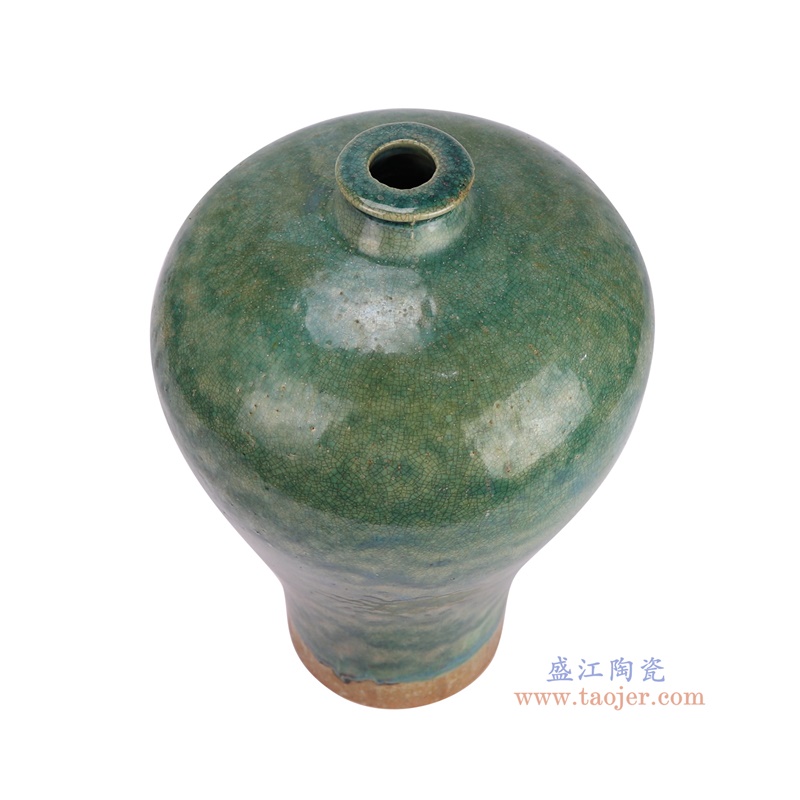 RZSP73窑变绿色裂纹釉梅瓶俯视图