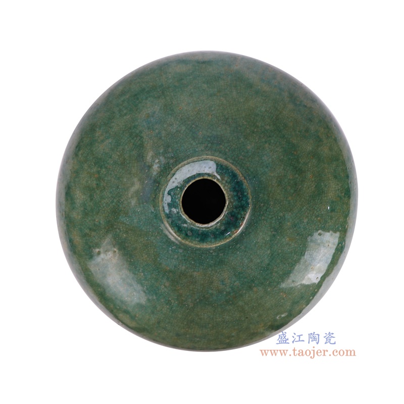 RZSP73窑变绿色裂纹釉梅瓶顶部图