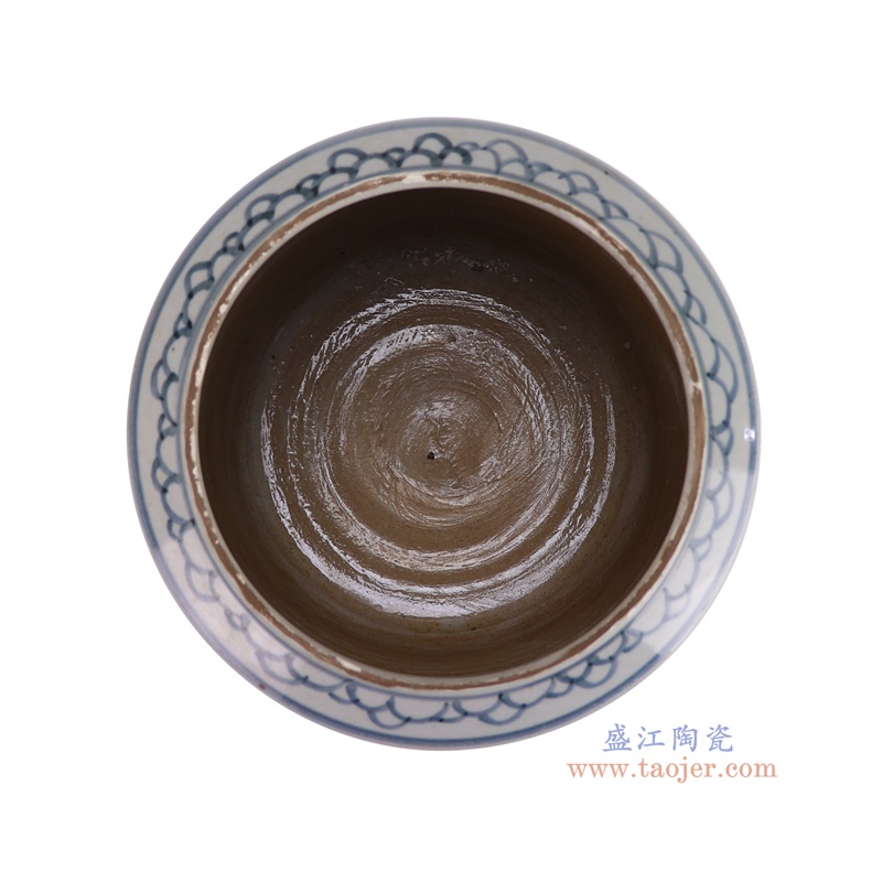 RZSX01-D青花缠枝莲纹笔筒顶部图