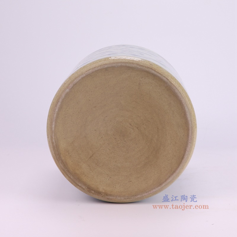 RZSX01-C青花鸳鸯戏水荷花纹笔筒底部图
