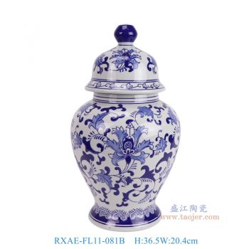 RXAE-FL11-081B 青花缠枝莲将军罐 高36.5直径20.4底径14重量2.4KG