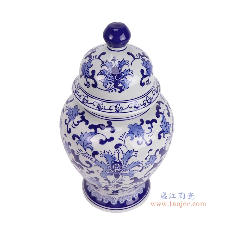 RXAE-FL11-081B青花缠枝莲将军罐俯视图